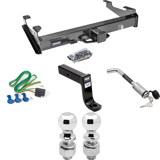 Fits 2003-2006 Chevrolet Silverado 3500 Trailer Hitch Tow PKG w/ 4-Flat Wiring Harness + Ball Mount w/ 7-3/4" Drop + Hitch Lock + 2" Ball + 2-5/16" Ball (For (Classic) Models) By Reese Towpower