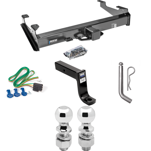 Fits 2007-2007 GMC Sierra 2500 HD Trailer Hitch Tow PKG w/ 4-Flat Wiring Harness + Ball Mount w/ 7-3/4" Drop + Pin/Clip + 2" Ball + 2-5/16" Ball (For (Classic), 8 ft. Bed Models) By Reese Towpower