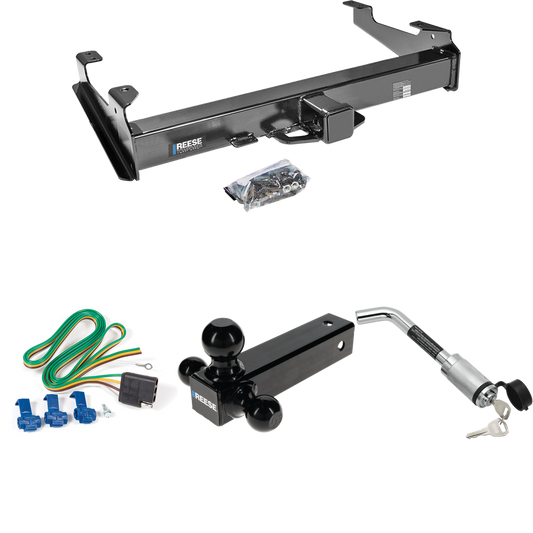 Fits 2007-2007 GMC Sierra 2500 HD Trailer Hitch Tow PKG w/ 4-Flat Wiring Harness + Triple Ball Ball Mount 1-7/8" & 2" & 2-5/16" Trailer Balls + Hitch Lock (For (Classic), 8 ft. Bed Models) By Reese Towpower