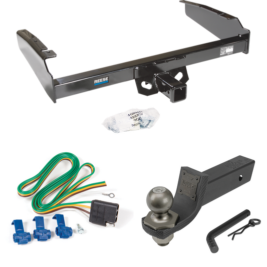 Fits 1980-1983 Ford F-100 Trailer Hitch Tow PKG w/ 4-Flat Wiring + Interlock Tactical Starter Kit w/ 2" Drop & 2" Ball (Excludes: w/Custom Fascia Models) By Reese Towpower