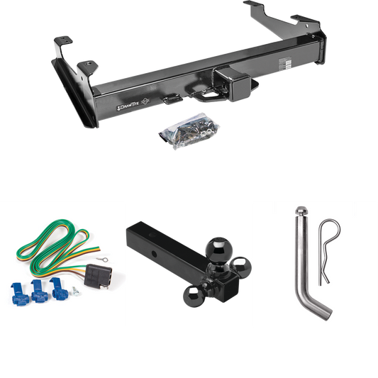 Fits 2001-2002 Chevrolet Silverado 3500 Trailer Hitch Tow PKG w/ 4-Flat Wiring Harness + Triple Ball Ball Mount 1-7/8" & 2" & 2-5/16" Trailer Balls + Pin/Clip By Draw-Tite