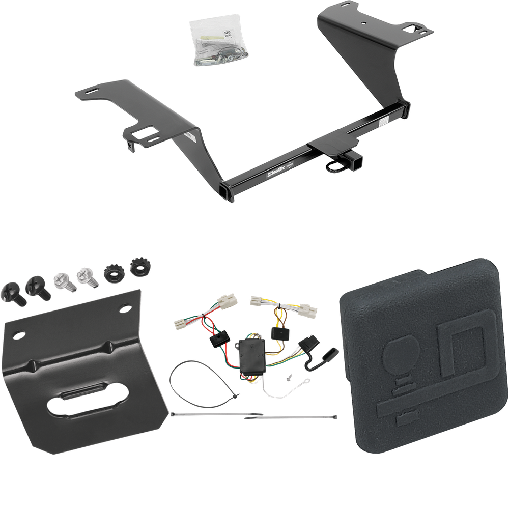 Fits 2011-2020 KIA Optima Trailer Hitch Tow PKG w/ 4-Flat Wiring Harness + Hitch Cover By Draw-Tite