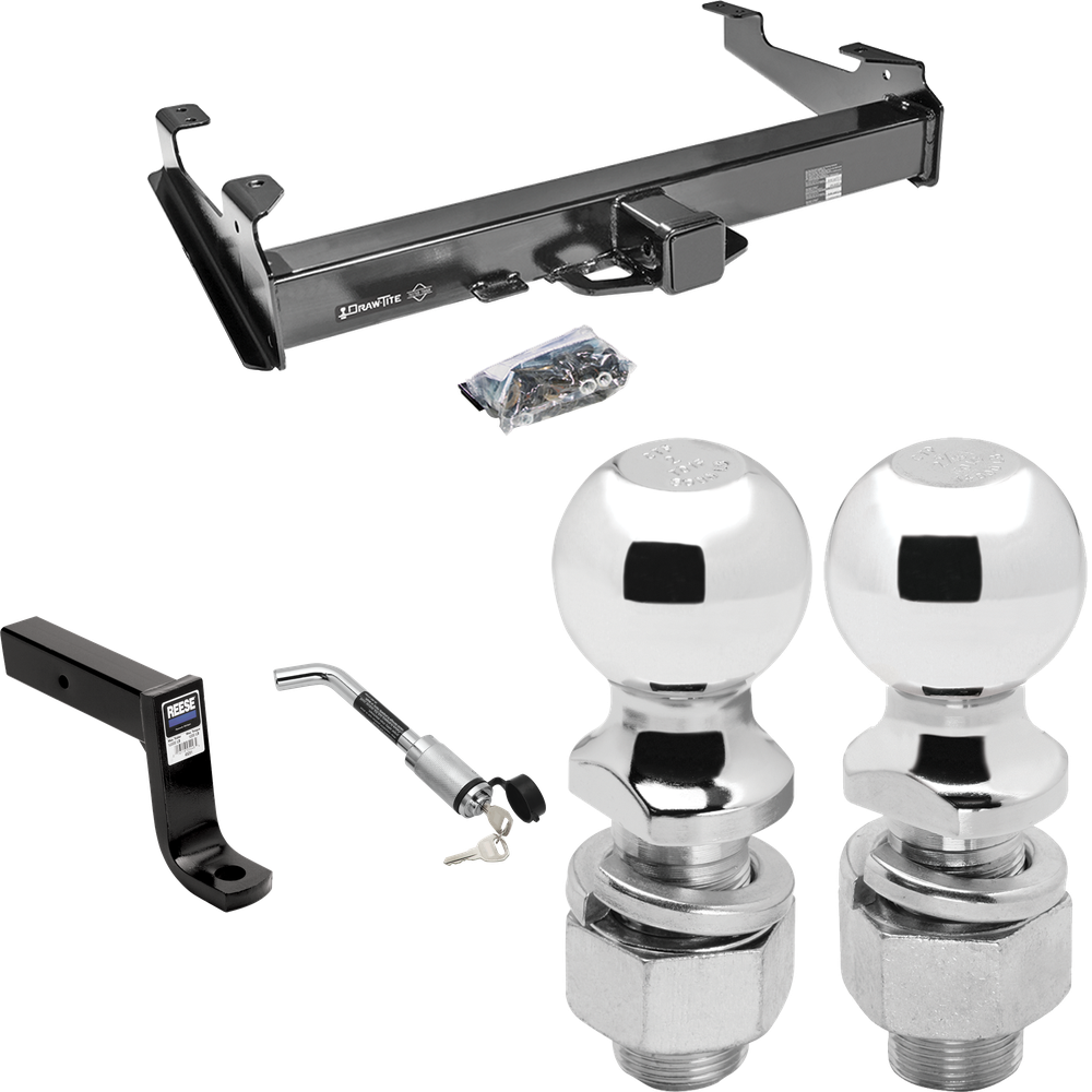 Fits 2001-2002 Chevrolet Silverado 3500 Trailer Hitch Tow PKG w/ Ball Mount w/ 7-3/4" Drop + Hitch Lock + 2" Ball + 2-5/16" Ball By Draw-Tite