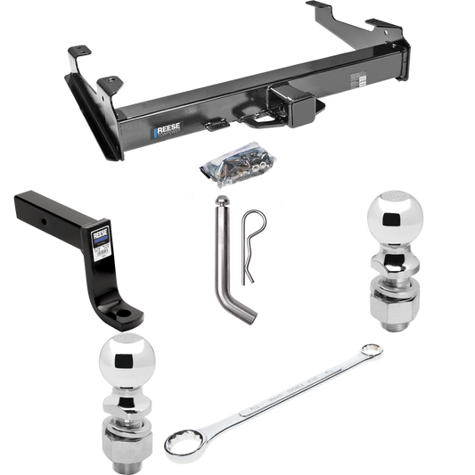 Fits 2007-2010 Chevrolet Silverado 3500 HD Trailer Hitch Tow PKG w/ Ball Mount w/ 7-3/4" Drop + Pin/Clip + 2" Ball + 2-5/16" Ball + Ball Wrench + Ball Lube By Reese Towpower