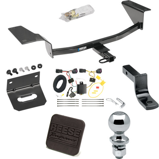 Fits 2011-2015 Chevrolet Cruze Trailer Hitch Tow PKG w/ 4-Flat Wiring Harness + Draw-Bar + 2" Ball + Wiring Bracket + Hitch Cover By Reese Towpower