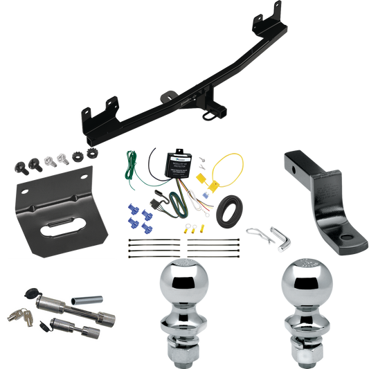 Fits 2020-2020 KIA Rio Trailer Hitch Tow PKG w/ 4-Flat Wiring Harness + Draw-Bar + 1-7/8" + 2" Ball + Wiring Bracket + Dual Hitch & Coupler Locks (For Hatchback Models) By Draw-Tite