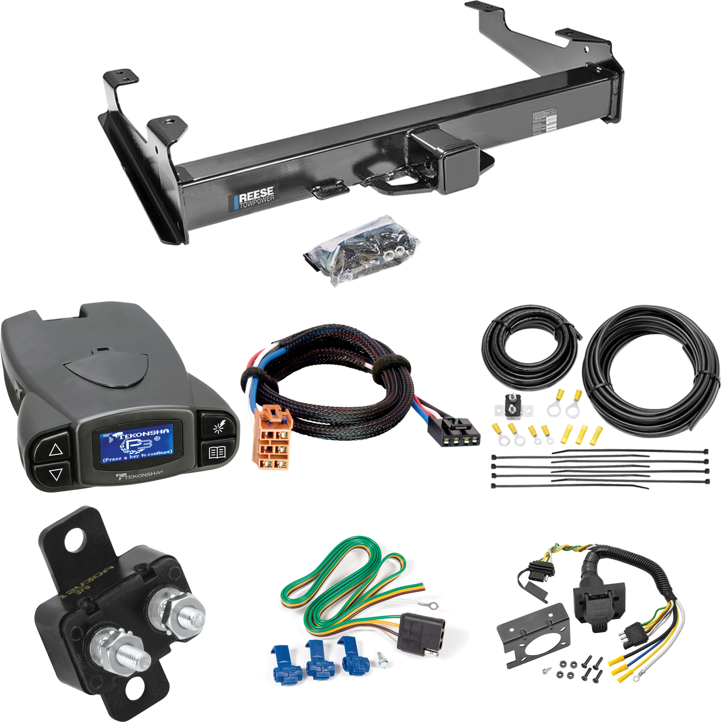 Fits 2003-2007 Chevrolet Silverado 2500 HD Trailer Hitch Tow PKG w/ Tekonsha Prodigy P3 Brake Control + Plug & Play BC Adapter + 7-Way RV Wiring (For (Classic), 8 ft. Bed Models) By Reese Towpower