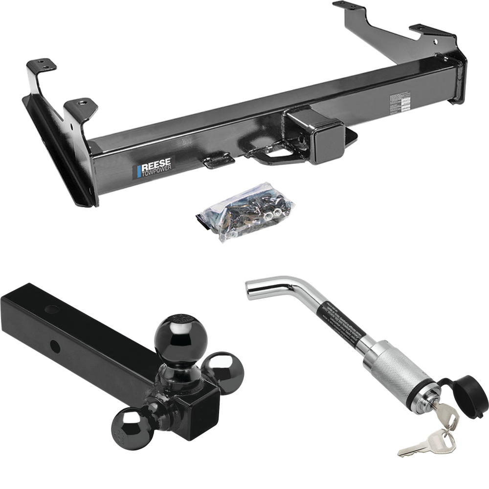 Fits 2003-2006 Chevrolet Silverado 3500 Trailer Hitch Tow PKG w/ Triple Ball Ball Mount 1-7/8" & 2" & 2-5/16" Trailer Balls + Hitch Lock (For (Classic) Models) By Reese Towpower