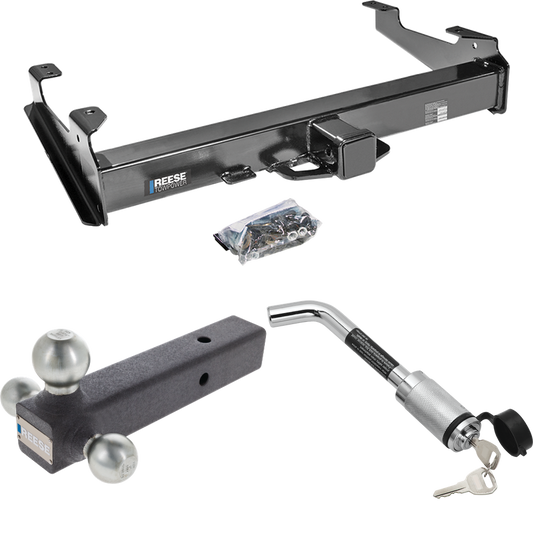 Fits 2001-2002 Chevrolet Silverado 3500 Trailer Hitch Tow PKG w/ Triple Ball Ball Mount 1-7/8" & 2" & 2-5/16" Trailer Balls + Hitch Lock By Reese Towpower