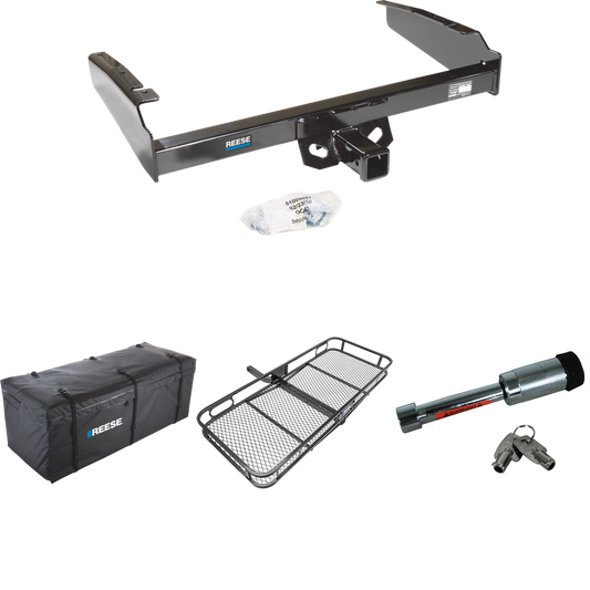 Fits 1980-1986 Ford F-150 Trailer Hitch Tow PKG w/ 60" x 24" Cargo Carrier + Cargo Bag + Hitch Lock (Excludes: w/Custom Fascia Models) By Reese Towpower