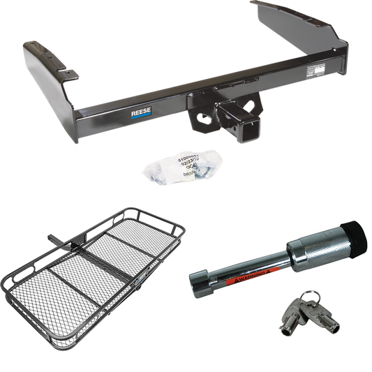 Fits 1987-1996 Ford F-150 Trailer Hitch Tow PKG w/ 60" x 24" Cargo Carrier + Hitch Lock By Reese Towpower