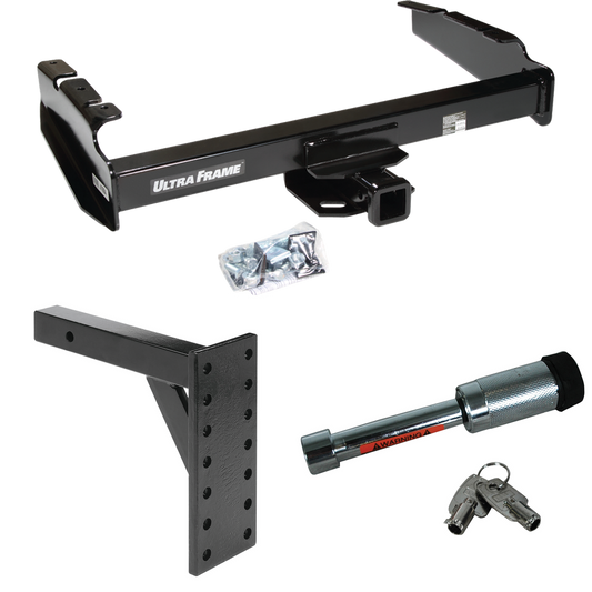 Fits 1980-1986 Ford F-250 Trailer Hitch Tow PKG w/ 7 Hole Pintle Hook Mounting Plate + Hitch Lock (Excludes: w/Custom Fascia Models) By Draw-Tite