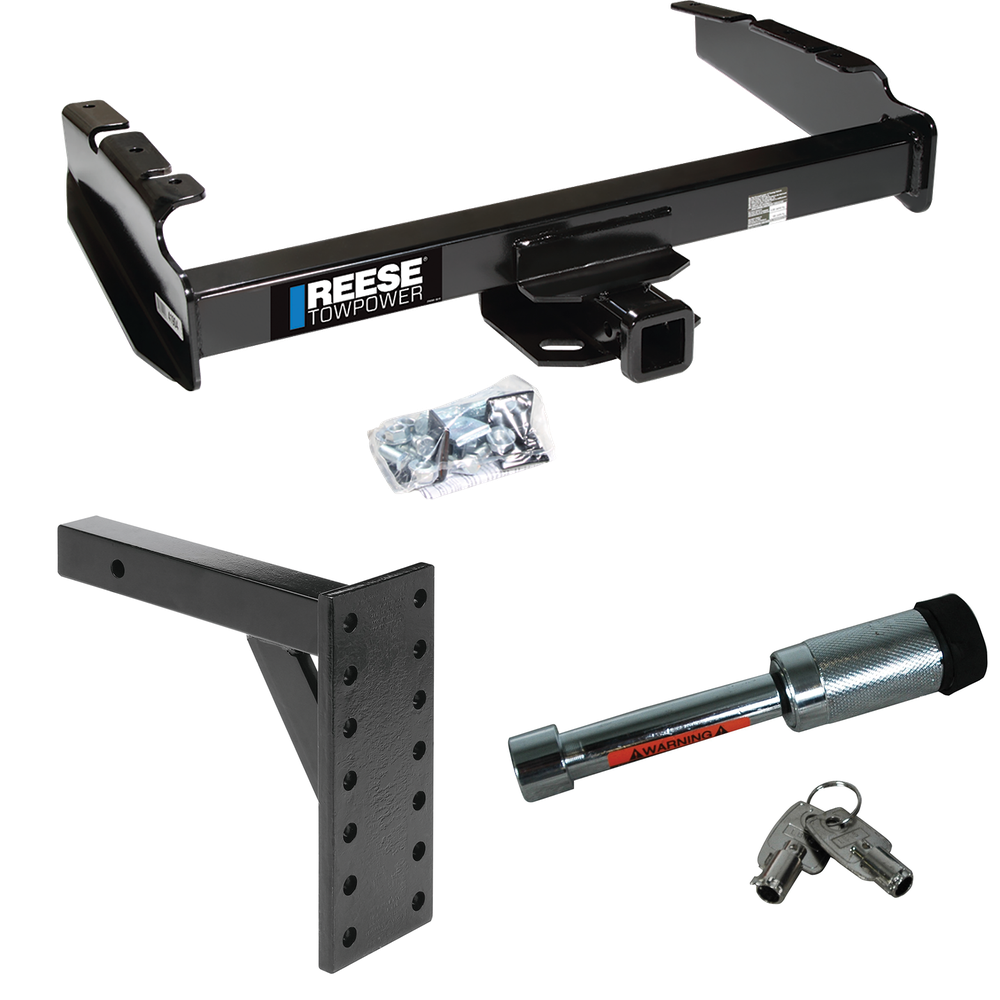 Fits 1980-1986 Ford F-150 Trailer Hitch Tow PKG w/ 7 Hole Pintle Hook Mounting Plate + Hitch Lock (Excludes: w/Custom Fascia Models) By Reese Towpower