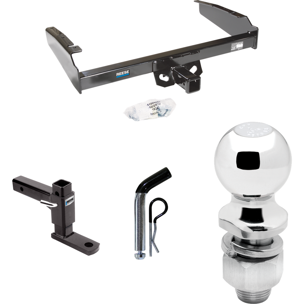 Fits 1997-1997 Ford F-350 Trailer Hitch Tow PKG w/ Adjustable Drop Rise Ball Mount + Pin/Clip + 2" Ball (For Heavy Duty Models) By Reese Towpower