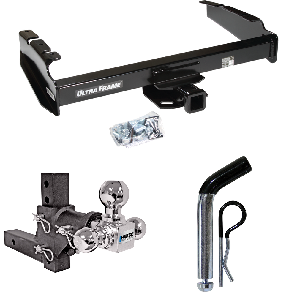 Fits 1997-1997 Ford F-250 HD Trailer Hitch Tow PKG w/ Adjustable Drop Rise Triple Ball Ball Mount 1-7/8" & 2" & 2-5/16" Trailer Balls + Pin/Clip By Draw-Tite