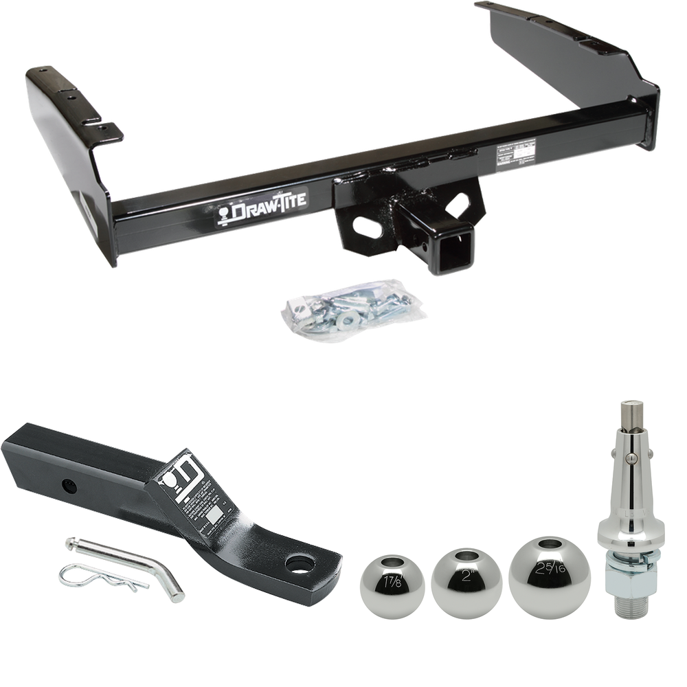 Fits 1987-1996 Ford F-350 Trailer Hitch Tow PKG w/ Ball Mount w/ 2" Drop + Interchangeable Ball 1-7/8" & 2" & 2-5/16" By Draw-Tite