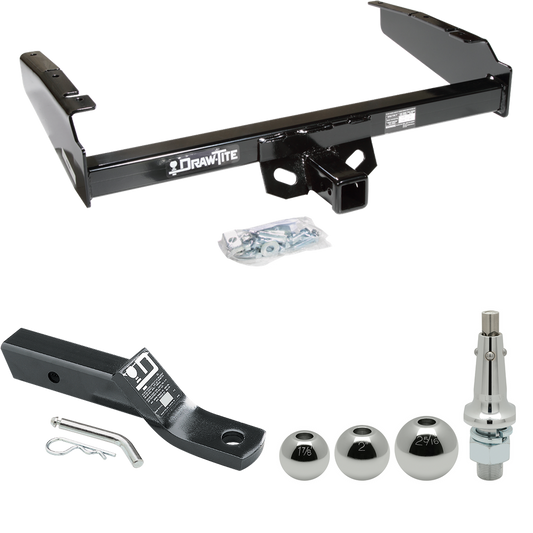 Fits 1987-1996 Ford F-350 Trailer Hitch Tow PKG w/ Ball Mount w/ 2" Drop + Interchangeable Ball 1-7/8" & 2" & 2-5/16" By Draw-Tite