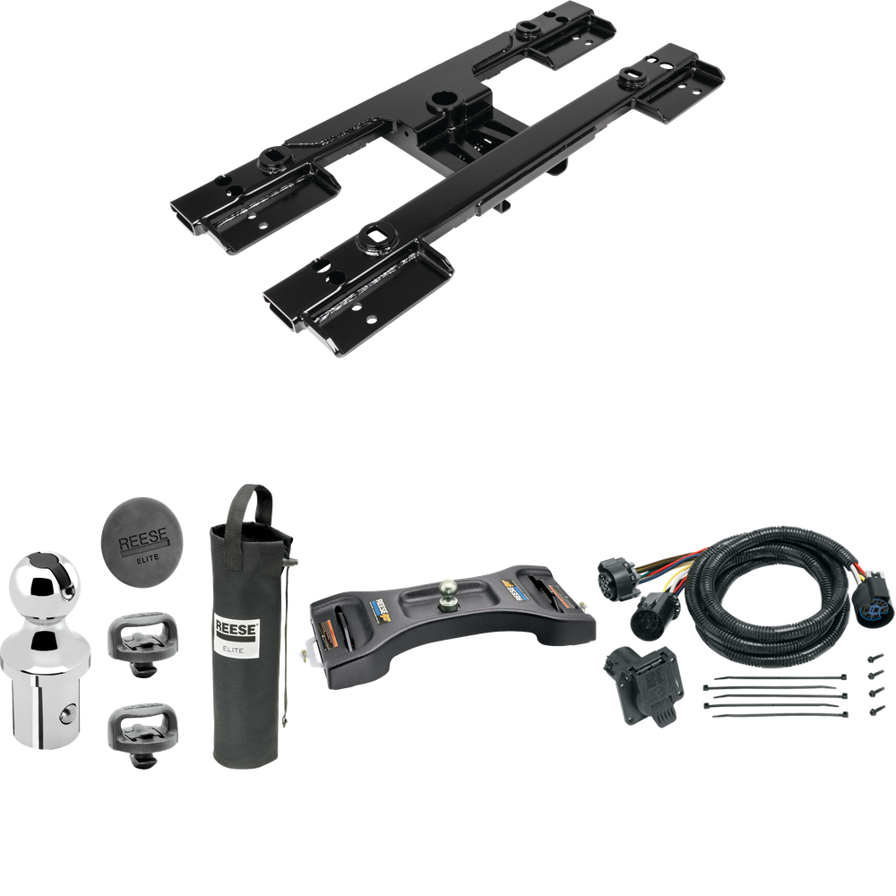 Fits 2020-2023 GMC Sierra 2500 HD Elite Series Fifth Wheel Hitch Mounting System Rail Kit + Pop-In Gooseneck Ball & Elite Plate For Models w/o Factory Puck System (For 6-1/2' and 8 foot Bed, w/o Factory Puck System Models) By Reese