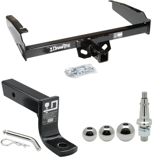 Fits 1987-1996 Ford F-150 Trailer Hitch Tow PKG w/ Ball Mount w/ 4" Drop + Interchangeable Ball 1-7/8" & 2" & 2-5/16" By Draw-Tite