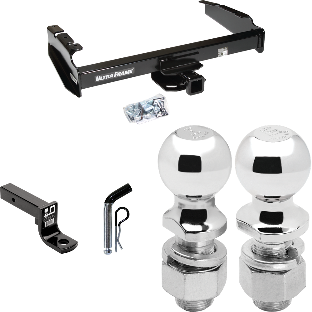 Fits 1987-1996 Ford F-350 Trailer Hitch Tow PKG w/ Ball Mount w/ 4" Drop + Pin/Clip + 2" Ball + 2-5/16" Ball By Draw-Tite