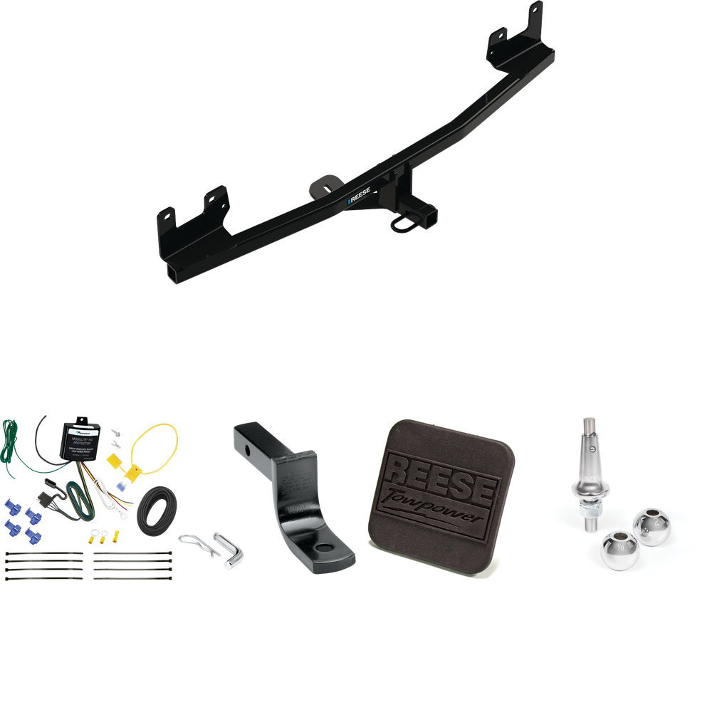 Fits 2020-2020 KIA Rio Trailer Hitch Tow PKG w/ 4-Flat Wiring Harness + Draw-Bar + Interchangeable 1-7/8" & 2" Balls + Hitch Cover (For Hatchback Models) By Reese Towpower