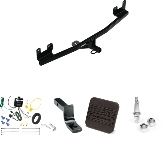 Fits 2020-2020 KIA Rio Trailer Hitch Tow PKG w/ 4-Flat Wiring Harness + Draw-Bar + Interchangeable 1-7/8" & 2" Balls + Hitch Cover (For Hatchback Models) By Reese Towpower