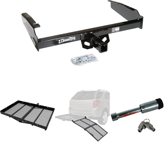 Fits 1980-1983 Ford F-100 Trailer Hitch Tow PKG w/ Cargo Carrier + Bi-Fold Ramp + Hitch Lock (Excludes: w/Custom Fascia Models) By Draw-Tite