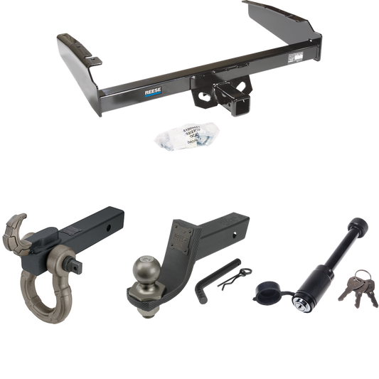 Fits 1980-1986 Ford F-150 Trailer Hitch Tow PKG + Interlock Tactical Starter Kit w/ 3-1/4" Drop & 2" Ball + Tactical Hook & Shackle Mount + Tactical Dogbone Lock (Excludes: w/Custom Fascia Models) By Reese Towpower