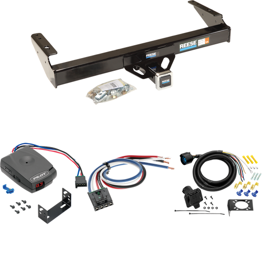 Fits 1980-1986 Ford F-250 Trailer Hitch Tow PKG w/ Pro Series Pilot Brake Control + Generic BC Wiring Adapter + 7-Way RV Wiring (Excludes: w/Custom Fascia Models) By Reese Towpower