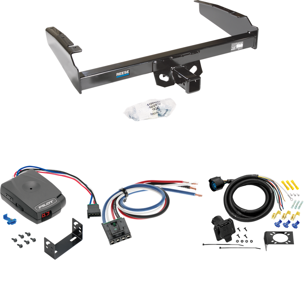 Fits 1987-1993 Ford F-150 Trailer Hitch Tow PKG w/ Pro Series Pilot Brake Control + Generic BC Wiring Adapter + 7-Way RV Wiring By Reese Towpower