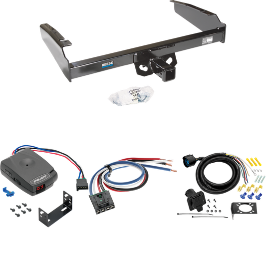 Fits 1987-1993 Ford F-150 Trailer Hitch Tow PKG w/ Pro Series Pilot Brake Control + Generic BC Wiring Adapter + 7-Way RV Wiring By Reese Towpower