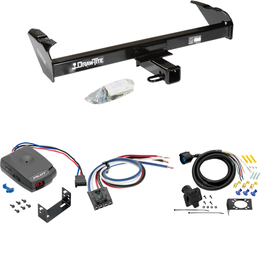 Fits 1980-1986 Ford F-150 Trailer Hitch Tow PKG w/ Pro Series Pilot Brake Control + Generic BC Wiring Adapter + 7-Way RV Wiring (Excludes: w/Custom Fascia Models) By Draw-Tite