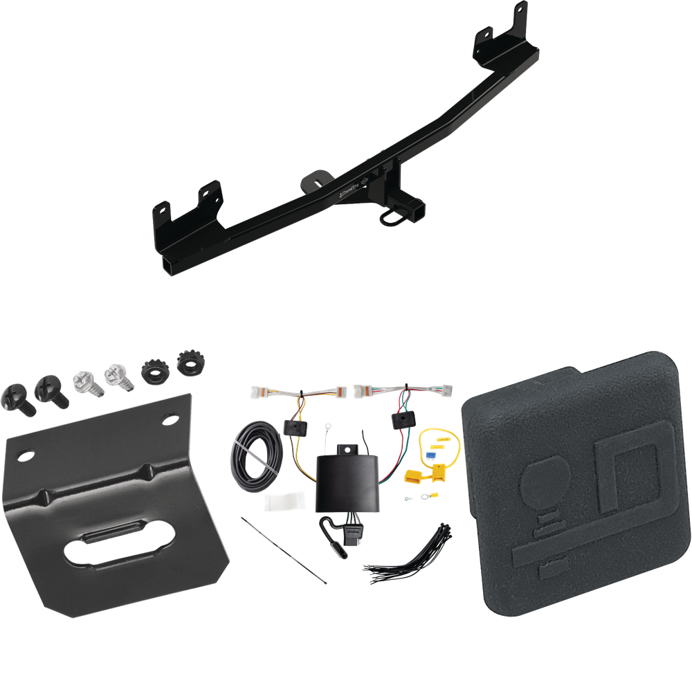 Fits 2021-2022 KIA Rio Trailer Hitch Tow PKG w/ 4-Flat Wiring Harness + Hitch Cover (For Hatchback Models) By Draw-Tite