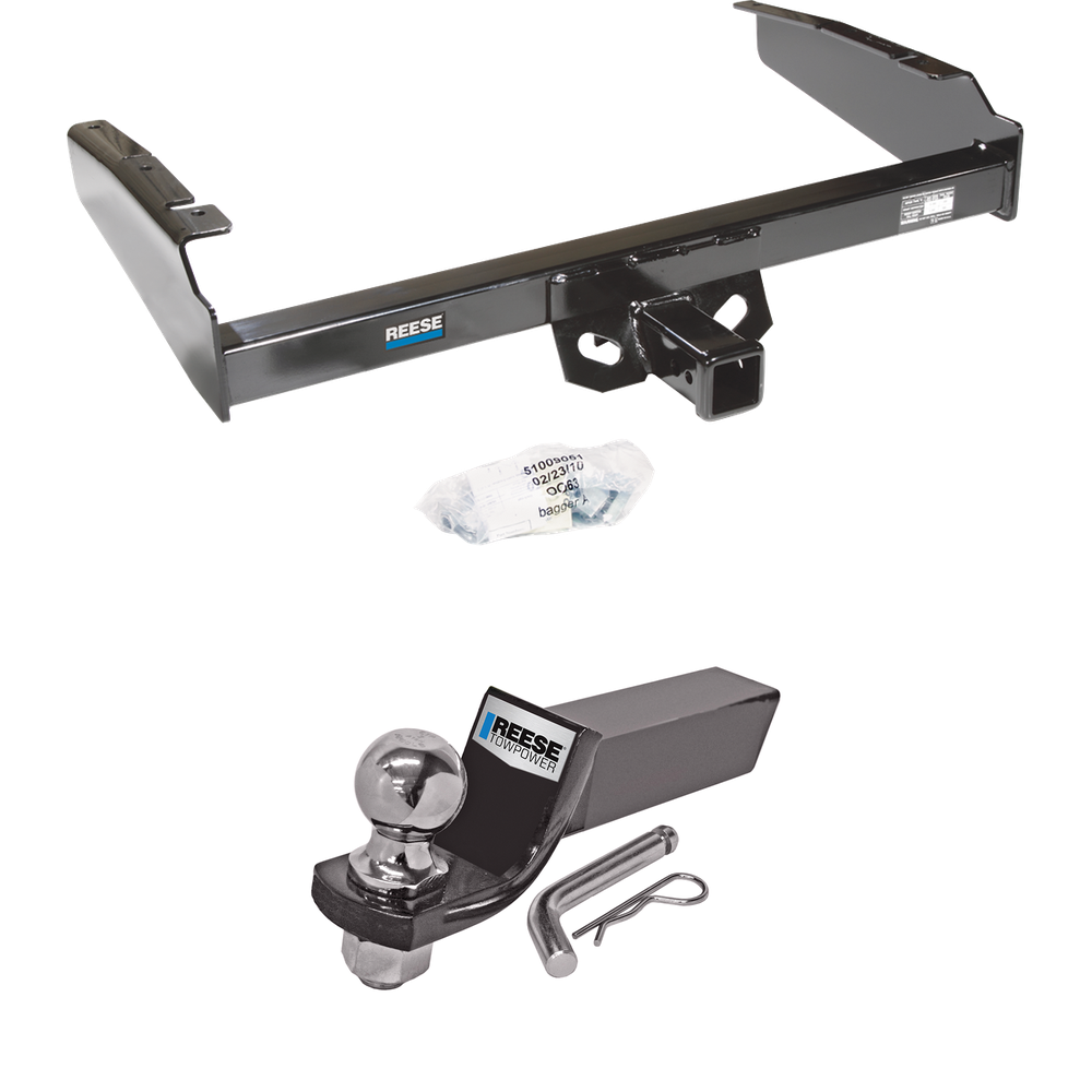 Fits 1980-1986 Ford F-250 Trailer Hitch Tow PKG w/ Starter Kit Ball Mount w/ 2" Drop & 2" Ball (Excludes: w/Custom Fascia Models) By Reese Towpower