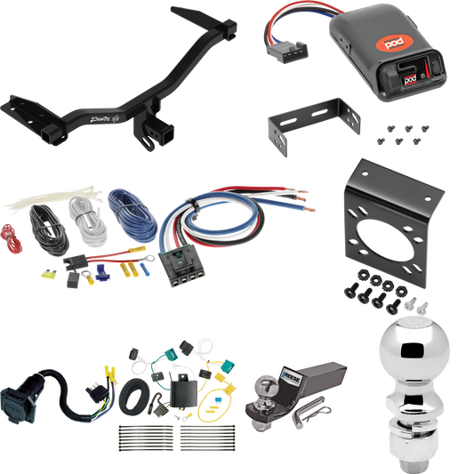 Se adapta al paquete de enganche de remolque Chevrolet Equinox 2018-2019 con control de freno POD serie Pro + adaptador de cableado BC genérico + cableado RV de 7 vías + soporte de bola y caída de 2" y 2-5/16" (para modelos de motor diésel) por Draw -Tita