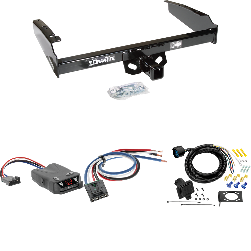 Fits 1980-1986 Ford F-150 Trailer Hitch Tow PKG w/ Tekonsha Brakeman IV Brake Control + Generic BC Wiring Adapter + 7-Way RV Wiring (Excludes: w/Custom Fascia Models) By Draw-Tite