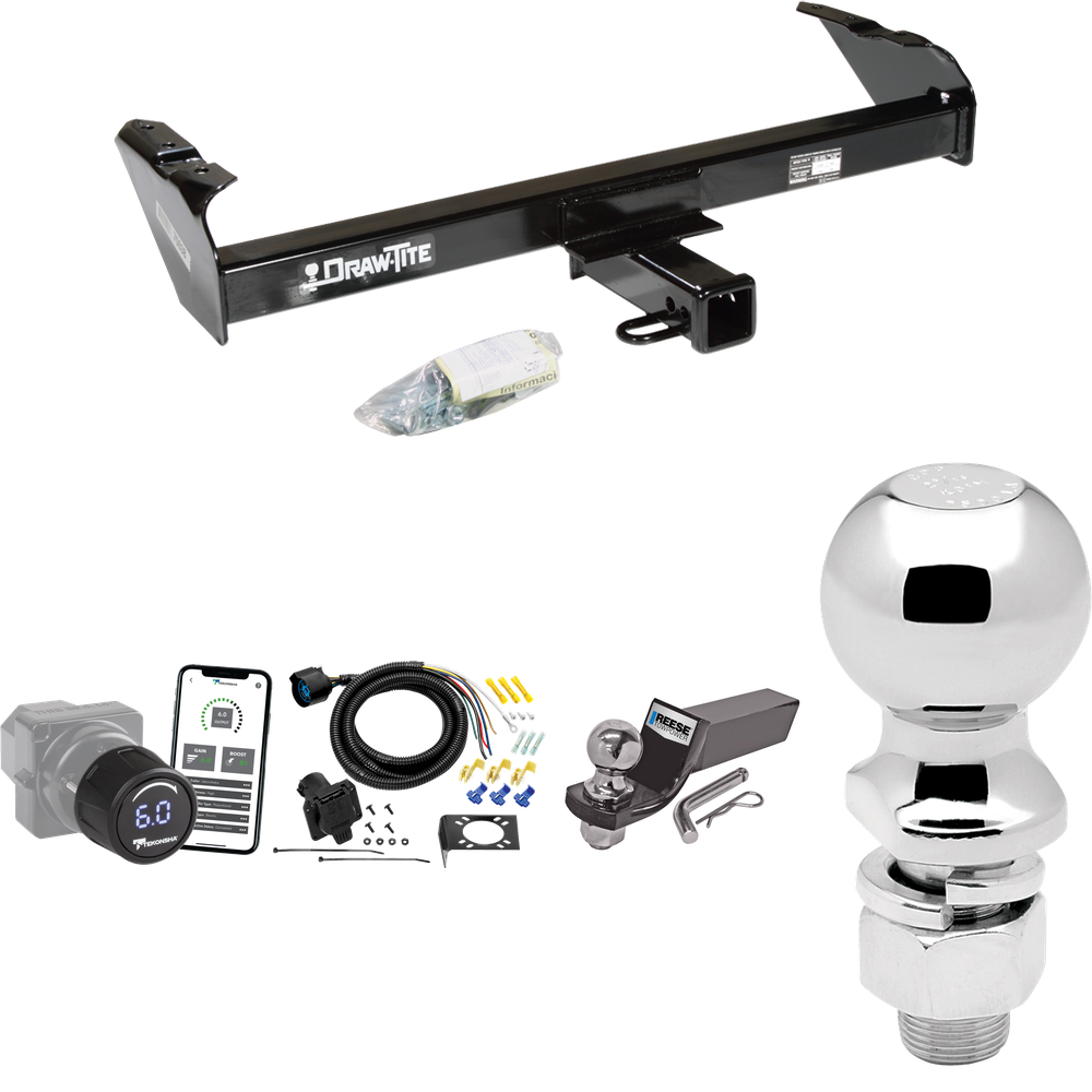 Fits 1980-1986 Ford F-250 Trailer Hitch Tow PKG w/ Tekonsha Prodigy iD Bluetooth Wireless Brake Control + 7-Way RV Wiring + 2" & 2-5/16" Ball & Drop Mount (Excludes: w/Custom Fascia Models) By Draw-Tite