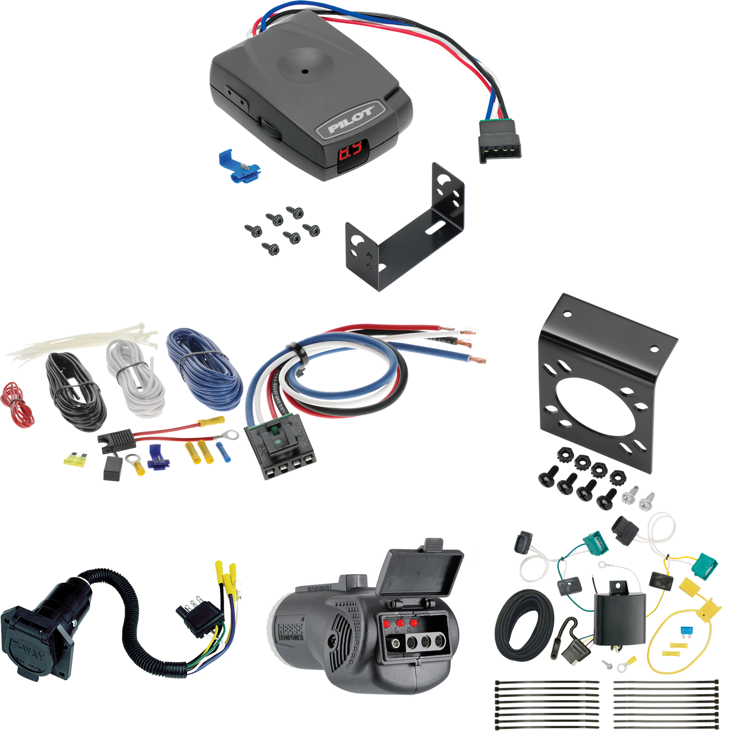 Se adapta al cableado de RV de 7 vías Chevrolet Equinox 2018-2019 + control de freno piloto serie Pro + adaptador de cableado BC genérico + probador 2 en 1 y adaptador de 7 a 4 vías (excluye: modelos Premier) de Tekonsha