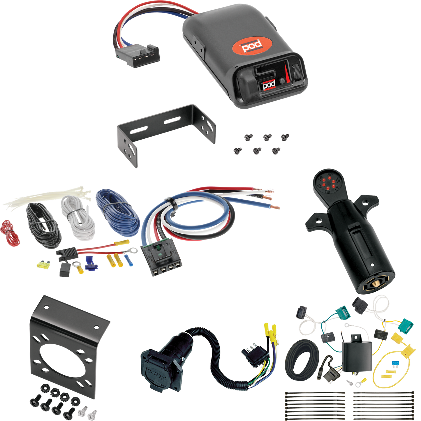 Fits 2018-2019 Chevrolet Equinox 7-Way RV Wiring + Pro Series POD Brake Control + Generic BC Wiring Adapter + 7-Way Tester (Excludes: Premier Models) By Tekonsha