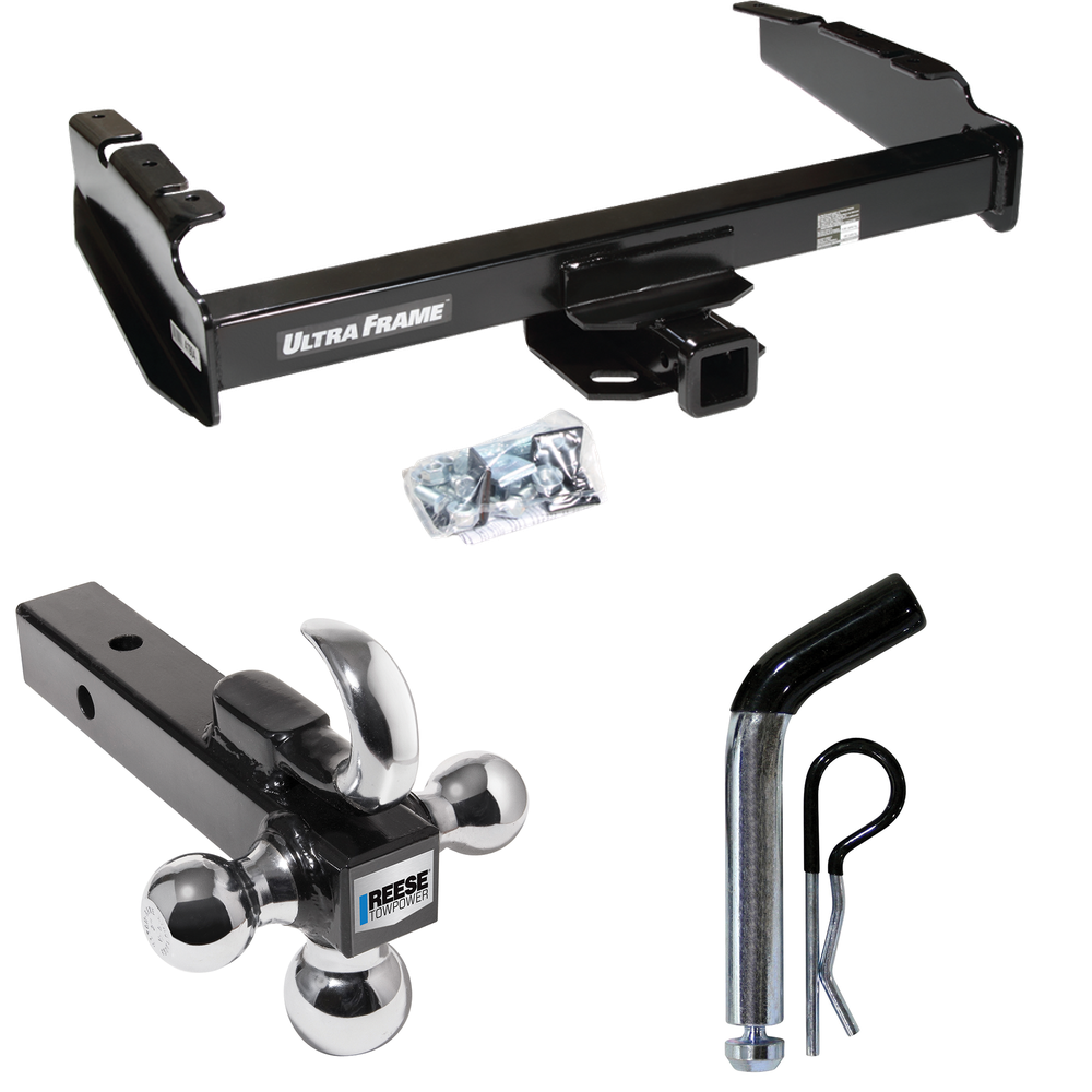 Fits 1997-1997 Ford F-350 Trailer Hitch Tow PKG w/ Triple Ball Ball Mount 1-7/8" & 2" & 2-5/16" Trailer Balls w/ Tow Hook + Pin/Clip (For Heavy Duty Models) By Draw-Tite