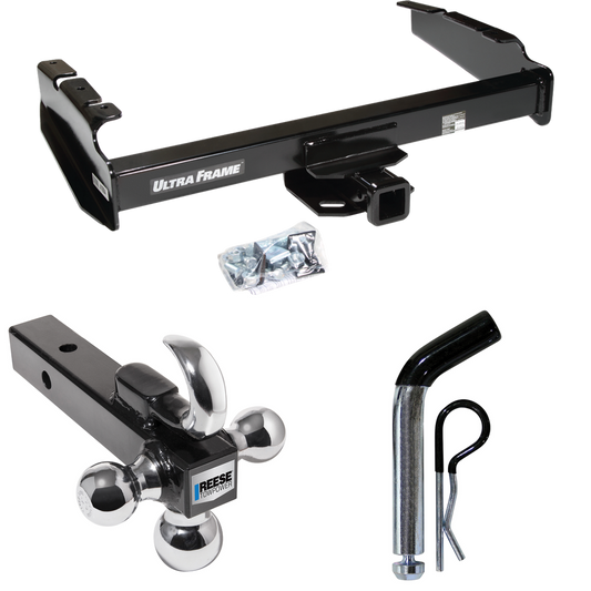 Fits 1997-1997 Ford F-350 Trailer Hitch Tow PKG w/ Triple Ball Ball Mount 1-7/8" & 2" & 2-5/16" Trailer Balls w/ Tow Hook + Pin/Clip (For Heavy Duty Models) By Draw-Tite