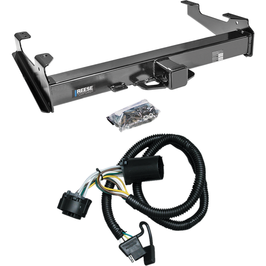 Fits 2007-2010 GMC Sierra 2500 HD Trailer Hitch Tow PKG w/ 4-Flat Wiring Harness (For 8 ft. Bed Models) By Reese Towpower