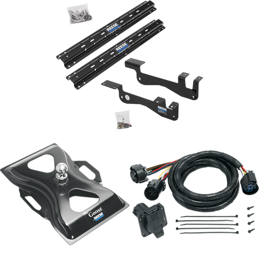 Fits 2015-2023 Ford F-150 Custom Outboard Above Bed Rail Kit + 25K Reese Gooseneck Hitch + In-Bed Wiring (For 6-1/2' and 8 foot Bed, Except Raptor or with Ride Height Sensors, w/o Factory Puck System Models) By Reese