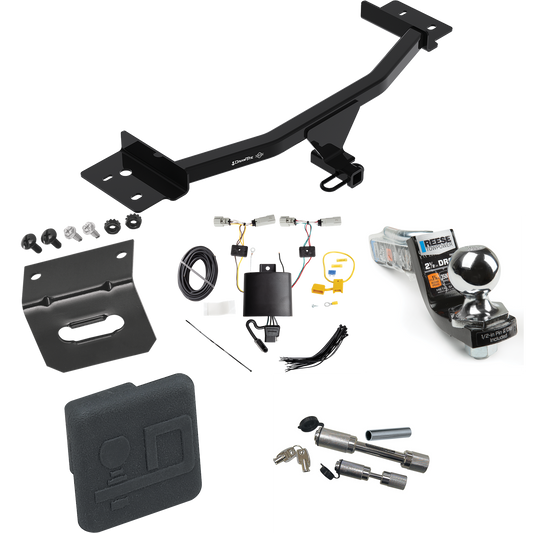 Fits 2020-2023 Lincoln Aviator Trailer Hitch Tow PKG w/ 4-Flat Wiring Harness + Interlock Starter Kit w/ 2" Ball 2-1/2" Drop 2" Rise + Wiring Bracket + Hitch Cover + Dual Hitch & Coupler Locks By Draw-Tite