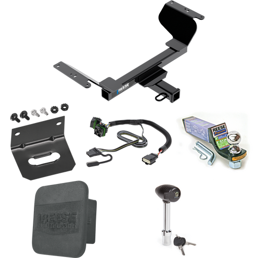 Fits 2022-2023 Chevrolet Equinox Trailer Hitch Tow PKG w/ 4-Flat Wiring + Starter Kit Ball Mount w/ 2" Drop & 1-7/8" Ball + Wiring Bracket + Hitch Lock + Hitch Cover (For Premier, Except Models w/1.6L Diesel Engine Models) By Reese Towpower