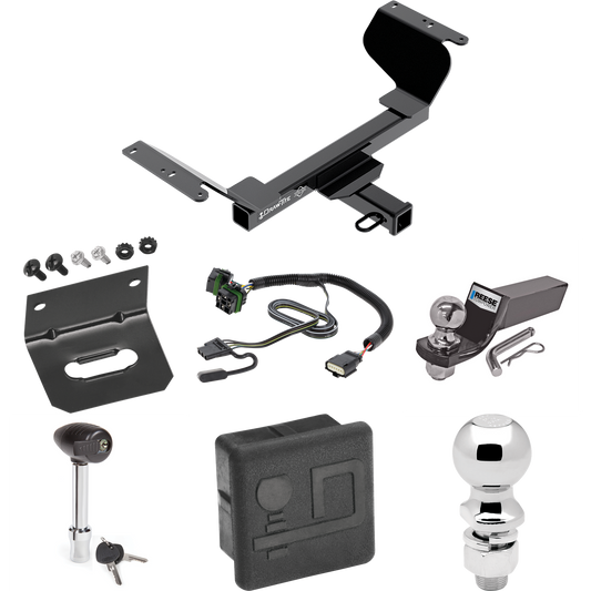 Fits 2018-2023 GMC Terrain Trailer Hitch Tow PKG w/ 4-Flat Wiring + Starter Kit Ball Mount w/ 2" Drop & 2" Ball + 2-5/16" Ball + Wiring Bracket + Hitch Lock + Hitch Cover (Excludes: Diesel Engine Models) By Draw-Tite