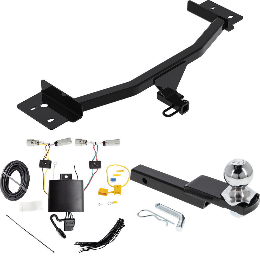 Fits 2020-2023 Lincoln Aviator Trailer Hitch Tow PKG w/ 4-Flat Wiring Harness + Interlock Starter Kit w/ 2" Ball 1-1/4" Drop 3/4" Rise By Reese Towpower