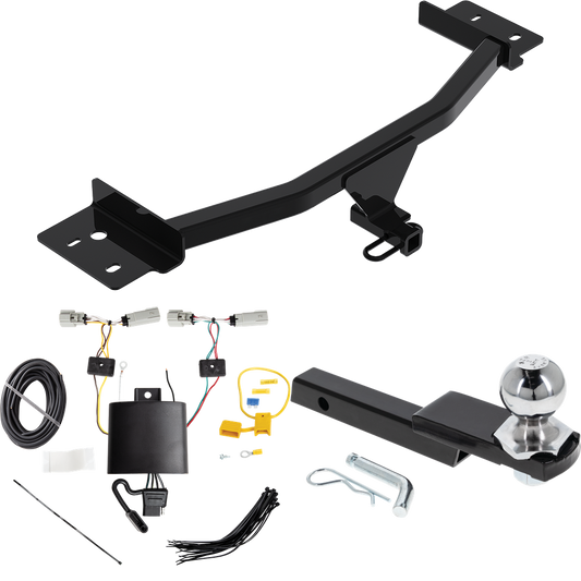 Fits 2020-2023 Lincoln Aviator Trailer Hitch Tow PKG w/ 4-Flat Wiring Harness + Interlock Starter Kit w/ 2" Ball 1-1/4" Drop 3/4" Rise By Reese Towpower