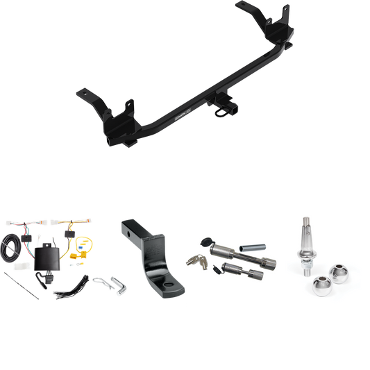 Fits 2018-2023 KIA Rio Trailer Hitch Tow PKG w/ 4-Flat Wiring Harness + Draw-Bar + Interchangeable 1-7/8" & 2" Balls + Dual Hitch & Coupler Locks (For Sedan Models) By Draw-Tite