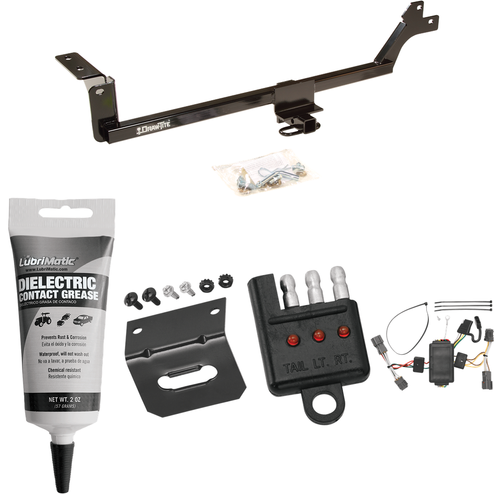 Se adapta al paquete de enganche de remolque KIA Rondo 2007-2010 con arnés de cableado plano de 4 + soporte + probador + grasa de contacto eléctrico de Draw-Tite